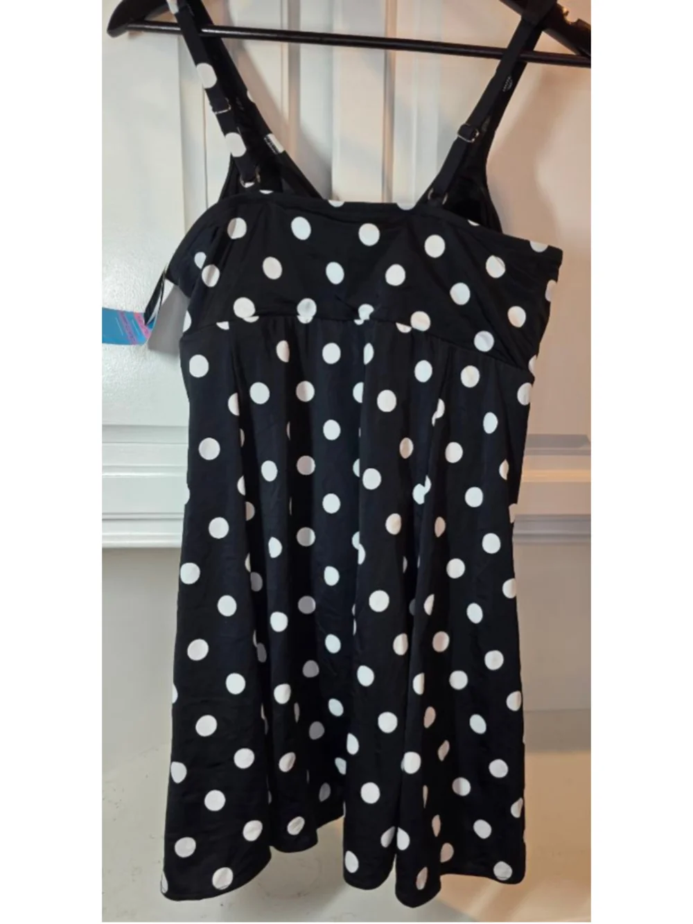 Swim Solutions Black White Polka Dot Swimdress One Piece Tummy Control 20W NWT - Picture 4 of 8